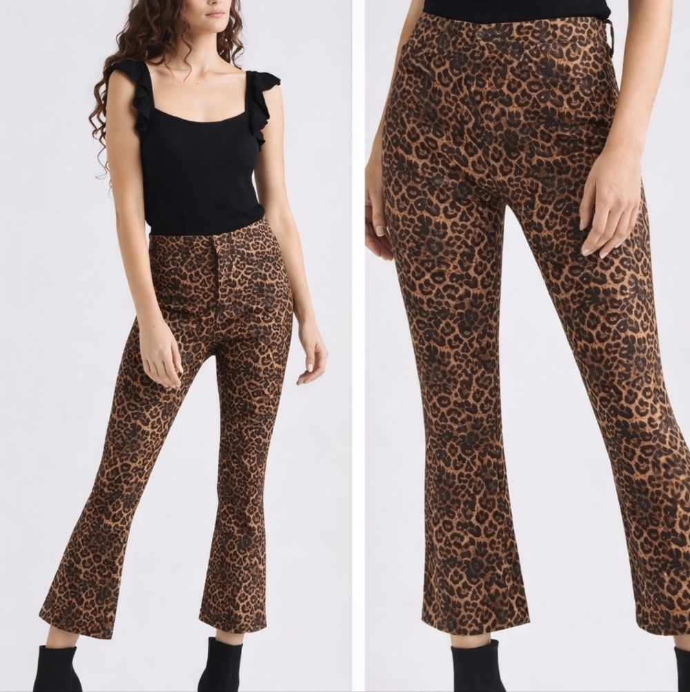 7 For All Mankind Animal Print Raw Hem Flare‎ Jeans Size 24 New